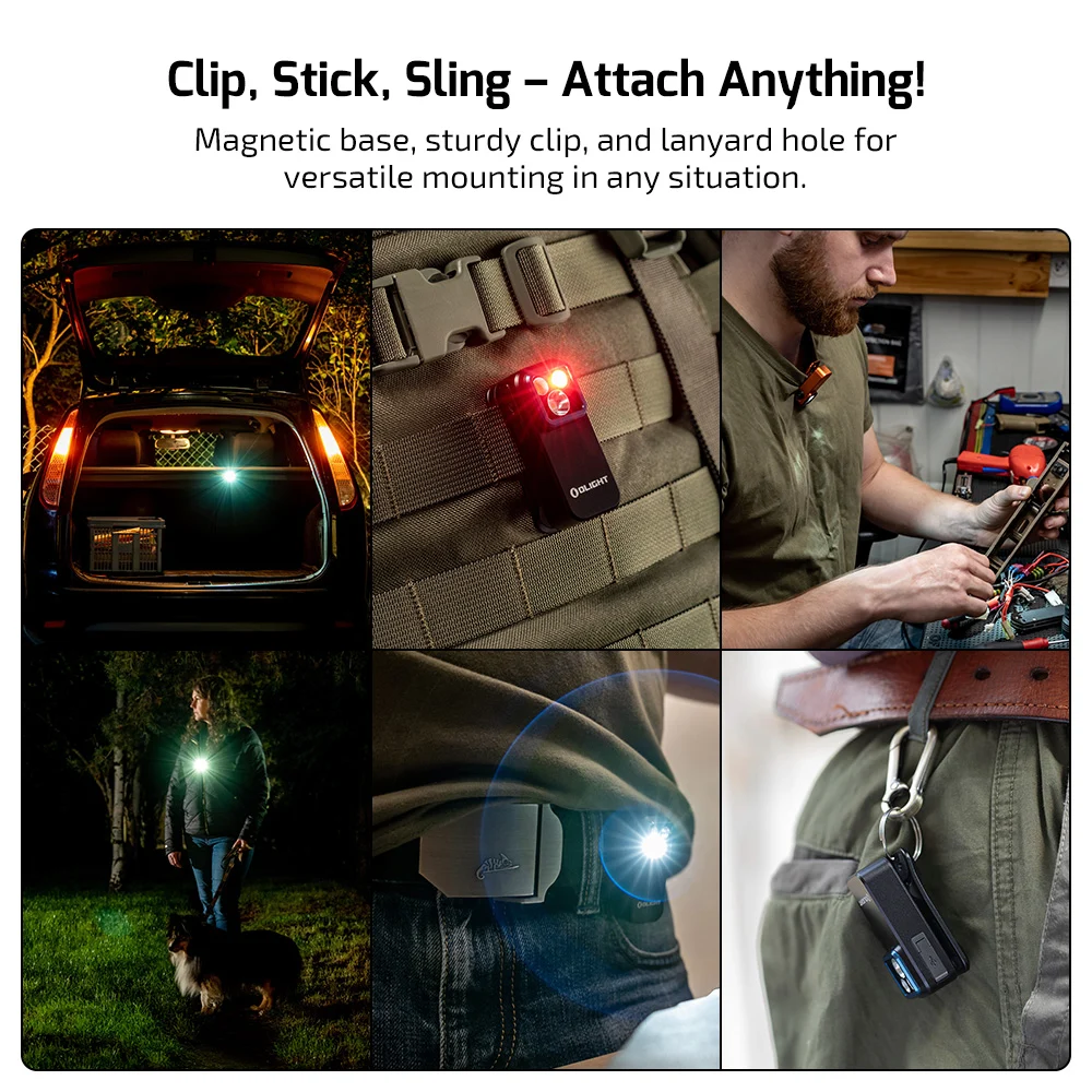 Oclip Pro Multifunctional EDC Clip Flashlight - Black, No Headband - QLC Developments