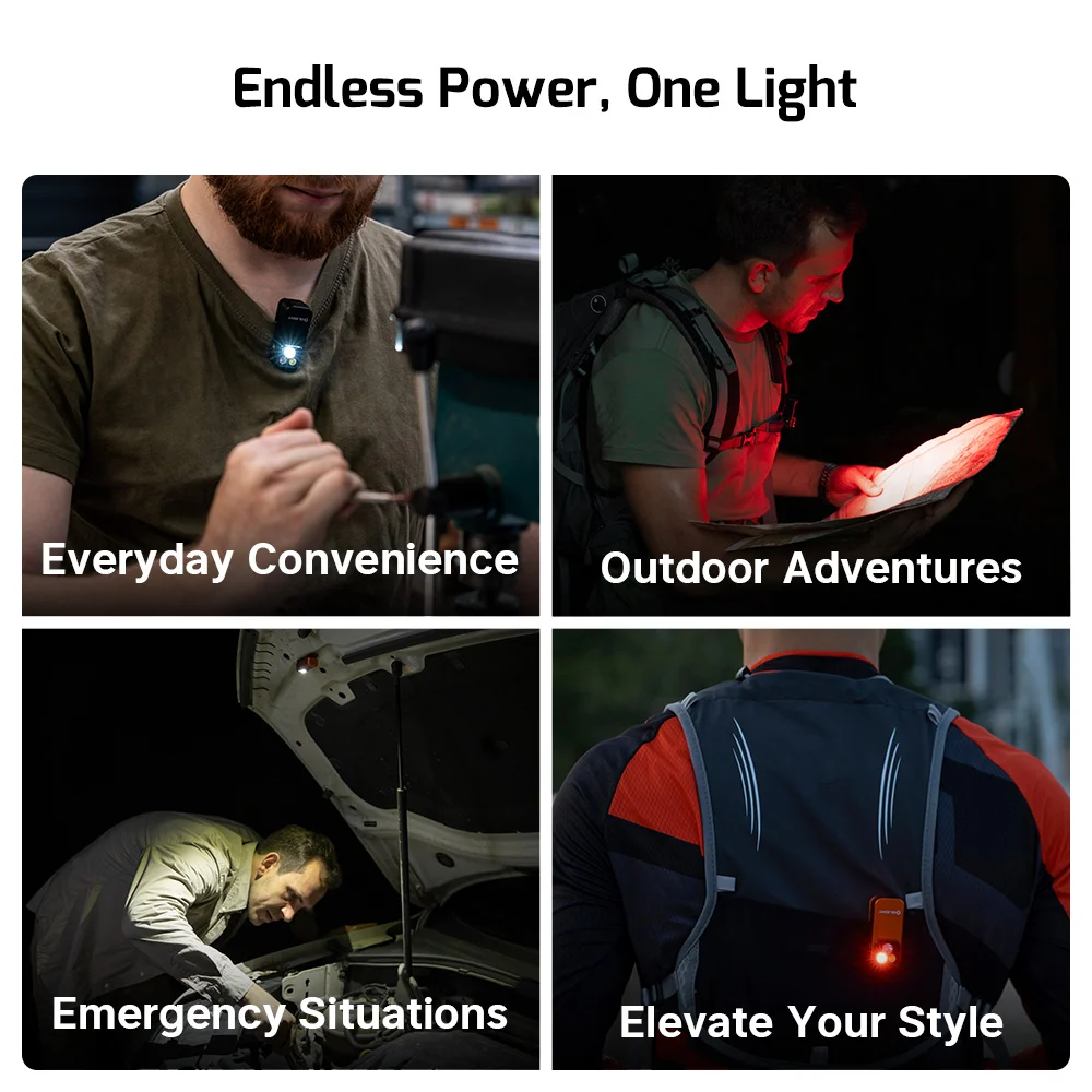 Oclip Pro Multifunctional EDC Clip Flashlight - Black, No Headband - QLC Developments