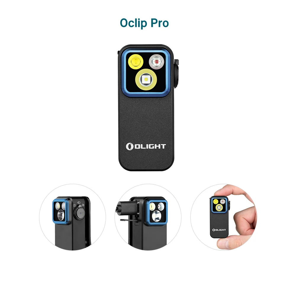 Oclip Pro Multifunctional EDC Clip Flashlight - Black, No Headband - QLC Developments